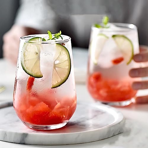 Image of Premium Juice Glasses Drinking Glasses, Highball Lead-Free Glasses, Tumblers for Water, Juice, Beer, Cocktail and Mixed Drinks - Pieces, Transparent (Juice Glasses, 2 Count (Pack of 1)) 400 ml