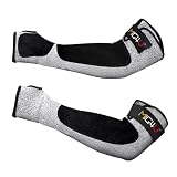 MIG4U Cut Resistant Sleeves with Leather Patches, Arm Safety Protection for Men and Women Thin Skin, Anti Puncture Level 5 Protective Arm Sleeve in Gardening, Farm, Welding, 18''