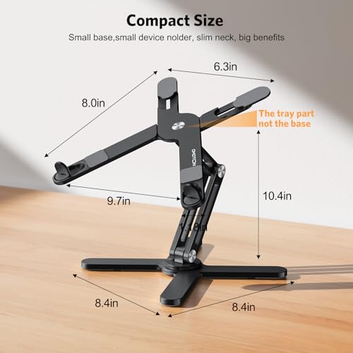 Image of OMOTON 360 Rotating Laptop Stand Riser for Desk, Ergonomic Foldable Computer Stand Adjustable Height Angles for Collaborative Work, Easy Storage Fit Macbooks,All Laptops up to 16 inches, Black