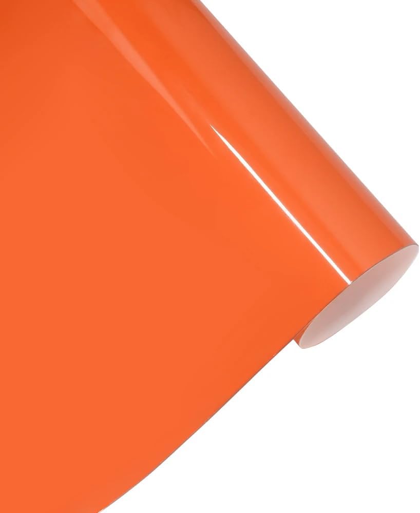 LZLRUN High Gloss Vinyl Realistic Paint Wrap Roll Car Sticker Film Decal Bubble Free Come with Installation Tool Set (Orange, 1ft x 5ft)