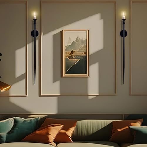 Ooomart TU25881 Ooomartcandle Sconces Long Wall Candle Holder - Set Of 2 Black Long Wall Candle Sconce Retro Chic Wall Sconces Candle Holder Decoration For Dining Room thumb #4