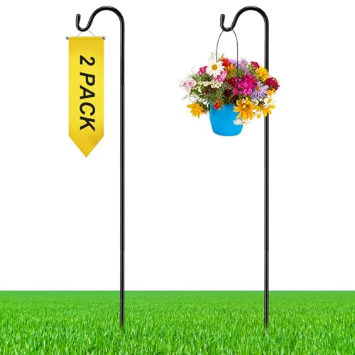 Image of 2 Pcs 55 Inch Shepherds Hook for Outdoor Adjustable Bird Feeder Pole Metal Steel Shepard Hooks for Hummingbird Stand Feeder Pole for Garden Plant, Lantern, Hanging Wedding Decor