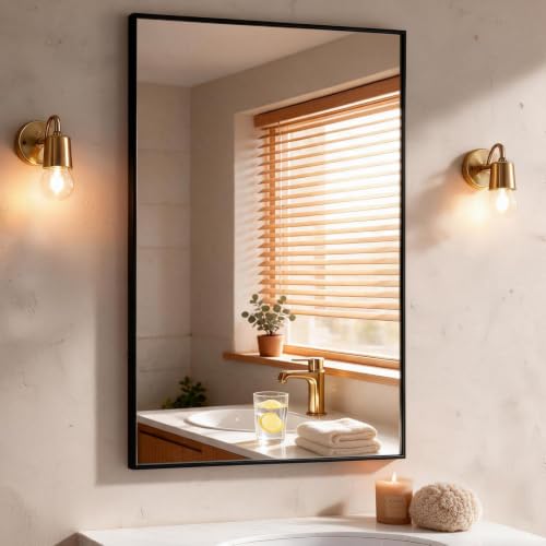 DUMOS 24"x40" Wall Mirror, Bathroom Mirrors for Over Sink, Black