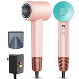 Infrared Hair Dryer, with Magnetic Nozzle - 160000 RPM Quiet lonic Blow Dryer for Women, with Frizz Control & No Heat Damage, Red Light Negative Ions, Fast Drying, for All Hair Types