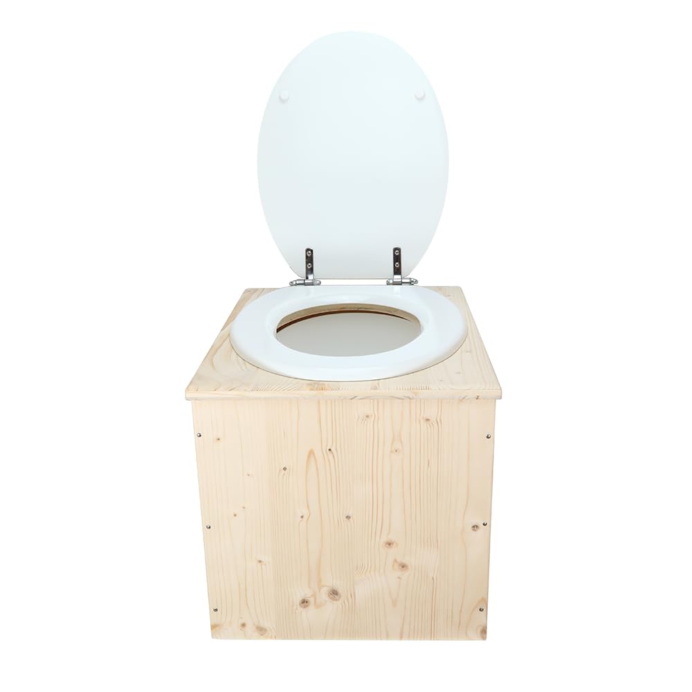 Toilette sèche en bois avec seau 18L - La blanche - Fabrication Française - N3