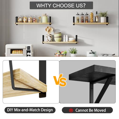 Image of Floating Shelves, 24 In Bookshelves for Room Wall, Shelves on Wall (Wooden)