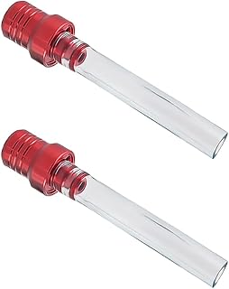 2 PCS Breather Hose Gas Fuel Tank Cap, CNC Two Way Tank Valve Vent Tube with Aluminum Cap, Fuel Gas Cap Vent Tube Breather, ATV Off-Road Motorcycle Accessories (Red, Transparent Hose)
