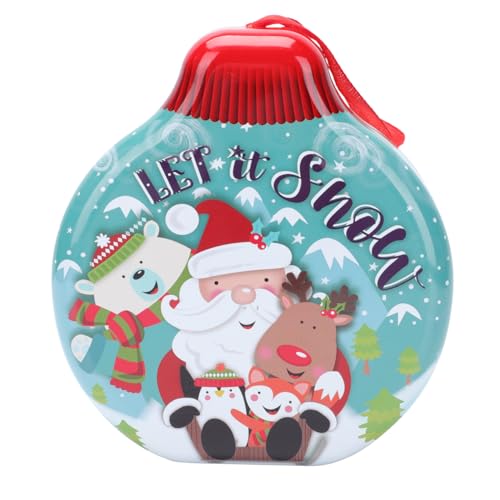 AGFELO シーシークリスマス柄キャンディ包装用ブリキボックス 耐久性のある 収納容器 や砂糖入れに 飾り付き装飾ケース