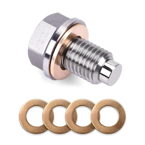 Prywog 1 PC Car Oil Drain Nut Bolt, Leak-proof Oil Drain Plug, Bottom Shell Oil Drain Screw Gasket, Universal for Most Cars (Silver #M14x1.5)