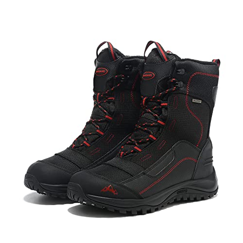 Cozhloyn Men's Snow Boots Plus Fleece Warm Non-Slip Waterproof Outdoor Winter Ski Insulated High-Top Hiking Boots Red 9 #TOP2