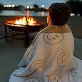 Smiley Face Throw Blanket Microfiber Soft Fluffy Cozy Baby Toddlers Kids Adult Reversible Blanket for Bed Couch Happy Face Blanket (TAN, 46'x54' | Baby,Toddler,Kids)