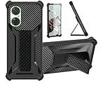 Aroepurt Case for Acer A62lx Phone Case Stand Cover [with Tempered Glass Screen Protector] Hybrid Case [Folding Support Magnetic] [Frosted Anti-Fingerprint] Black