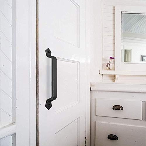 Door Handles 1pair Sliding Gate Farmhouse Black with Screws Large Cast Iron Cabinet Accessories Rustic Vintage Barn Door Handle Pull