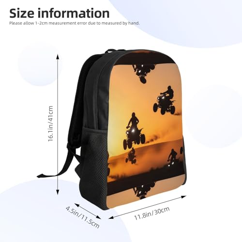 Lightweight Outdoor Hiking Backpack for Men and Women, Ideal for Travel, Camping, Trekking (Silhouette Atv Or Quad Bikes Jump In The Sunset)4