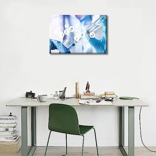 Image of TUMOVO Medical background Wall Art 1 Panel Medical Clinical Laboratory Artwork Wall Decor for Living Room, Bedroom, Bathroom, Office. Framed Ready to Hang (12 inch Wx18 H)