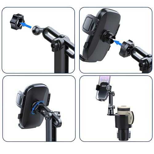 Support de téléphone portable étendu avec base gobelet ajustable 360° - 4