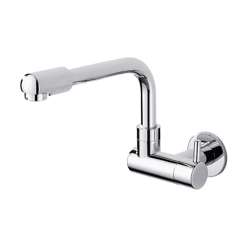 Robinet d'évier de cuisine froid simple mural pivotant 360 en laiton chromé 16cm