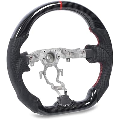 Jiawu Durable Carbon Fiber Look Hydro Dip Steering Wheel for 370z 2009-2020, Flat Bottom Design for Optimal Grip, Ideal for Car Enthusiasts