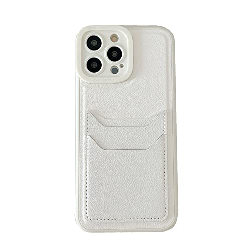 Étui antichoc iPhone 12 Pro silicone blanc avec porte-cartes et dos cuir
