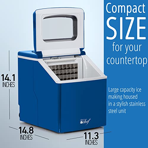 Deco Chef 40Lb/24H Countertop Ice Maker, 24 Ice Cubes Every 15 Minutes, Adjustable Size, Lcd Indicator, Blue #TOP4
