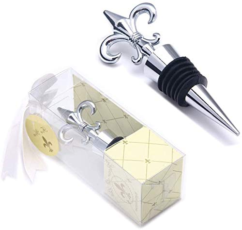 Bouchon à vin décoratif en acier inoxydable pour bouteille de vin - Avec boîte cadeau - Cadeau de mariage - Souvenirs pour invités