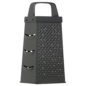 KitchenCraft KCGRATERNS Non Stick Cheese Grater, 4 Sided, Stainless Steel, Black, 22.5 x 17.5 x 10 cm