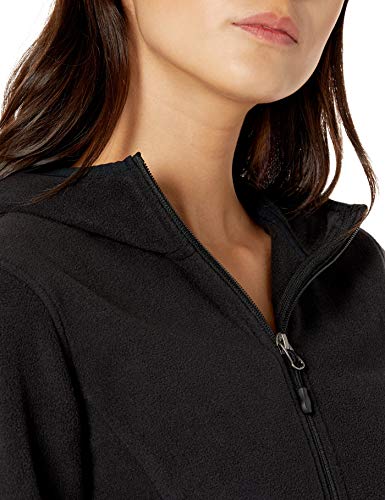 Amazon Essentials Women's Long-Sleeve Hooded Full-Zip Polar Fleece Jacket, Black, Medium