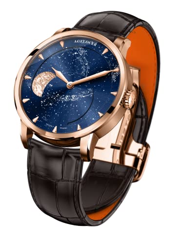 AGELOCER Luxury Automatic Mechanical Watch Original Men Watch with 3D Moon Phase Watch Dial Tourbillon Skeleton Stainless Steel Men's Wrist Watch