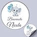 100 Tag Adesivi personalizzati per nascita, battesimo, compleanno, PERSONALIZZALO QUI con nome, frase, data, etichette adesive per inviti, scatolini, sacchetti, bomboniere, (Elefantino Maschio)