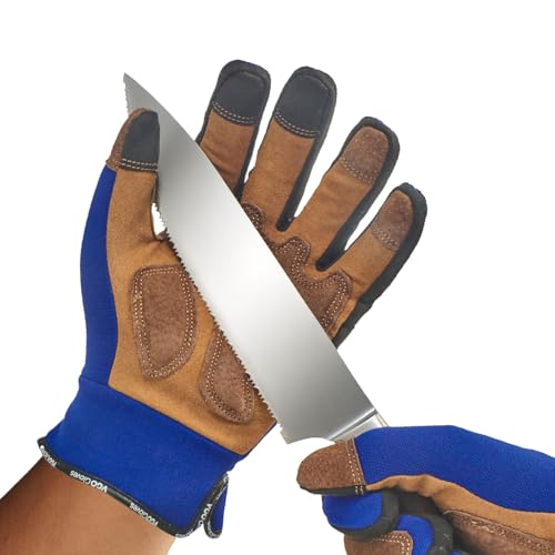 Vgo... Guantes Anticortes de Trabajo de Jardinería Hombre, Guantes Resistentes al Corte para Gardena Jardin Finos Trabajo, 1 par