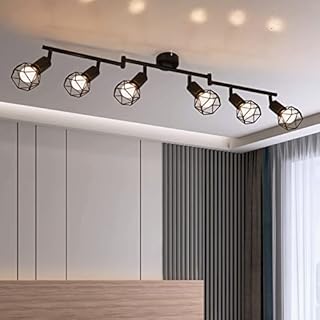 FORCOSO Spotlight Ceiling Light, Retro 3 Way Swiveling Ceiling Spotlight, Rotatable LED Wall Lights, Black Metal Lampshade for Living Room Bedroom Kitchen Loft