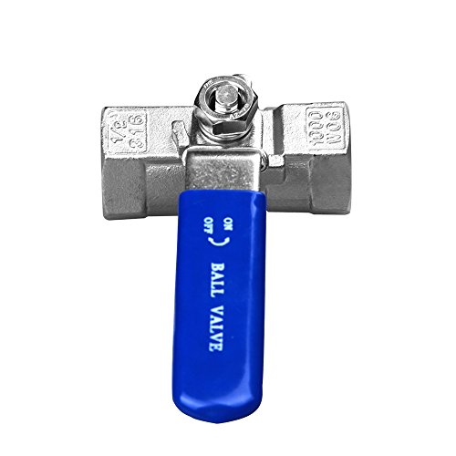 Cowin Brewing 1/2" NPT, 304 Stainless Steel 1PC Ball Valve Red Port