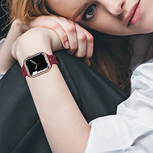 Image of Braided Silicone Bands Compatible with Apple Watch Women Slim Thin Narrow | Breathable Hollow-out Bands for iWatch Ultra 2 /3 SE 3 Series 11 /10 /9 /8 /7 /6 /5 /4 /3 /2 /1 38mm 40mm 41mm 42mm 44mm 45mm 46mm 49mm