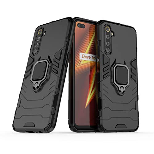 LuluMain Compatible avec Realme 6 Pro Coque, Anneau de Support Téléphone Voiture Magnétique Bague 360 Étui de Protection pour Oppo Realme6 Pro (Noir) Cover