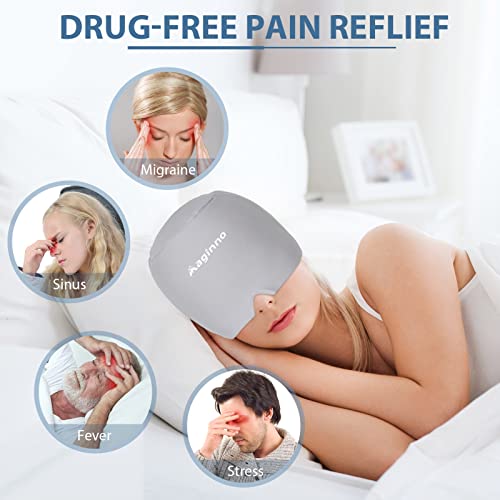 Image of Migraine Ice Head Wrap, Migraine Relief Headache Hat,Cold & Hot Therapy Ice Hats for Migraines.360 Degree No-Slip Reusable Flexible Cold Compress Cap for Tension, Sinus,Stress Relief.Grey