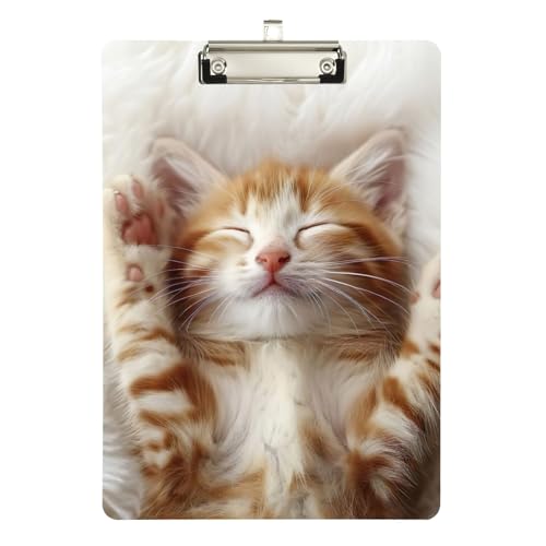 かわいい子猫のプリントワードパッドクリップボード 標準サイズ 薄型メタルクリップ付き 教室、レストラン用、両面プリント 12.5インチ x 9インチ