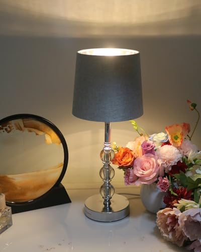 Sinta 2 Pcs 7" Lamp Shade Modern Tapered Replacement Grey Fabric Simple Style Light Shade with Silver Lining for E27/E14 Table Lamp/Wall Lamp - Image 3