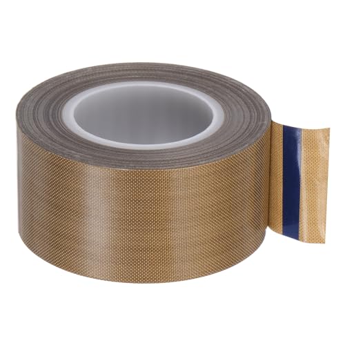 Image of HARFINGTON Fabric PTFE Tape Roll, 1.2 inch x 33ft High Temperature PTFE Adhesive Tape 0.18mm Thickness for Vacuum Sealer Machine Hand Sealers, Brown