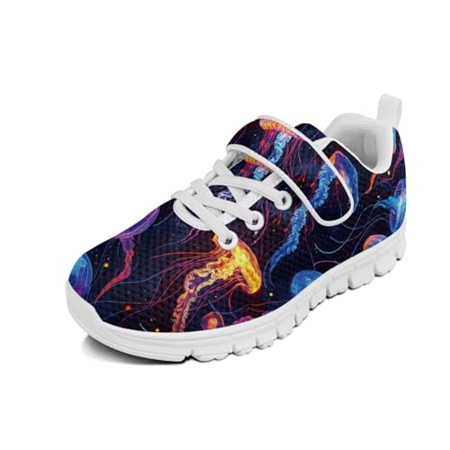 Unisex-Child White Boys Girls Shoes Antiskid Tennis Sneakers Outdoor Casual Kids Shoes Running Shoes(Little Kid/Big Kid) White Sole Jellyfish Pattern