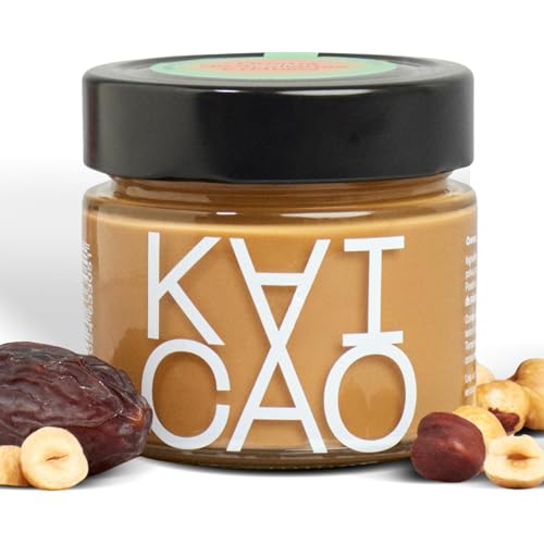 Kaicao Crema de Avellana y Dátiles - sin Azúcar Refinada - 100% Natural, Vegano, sin Gluten – Avellanas Tostadas del Norte de España y Dátiles de Deglet Noor - 200g