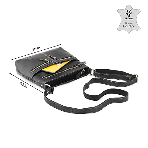 Image of Goatter Genuine Soft Leather Multi Pocket Sling Cross-BodyBag for Girls And Women,Medium