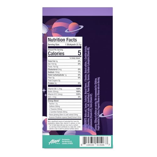 Image of Alani Nu COSMIC STARDUST, Energy Sticks Drink Powder, 200mg Caffeine, Pre Workout Performance with Antioxidants, On-The-Go Drink Mix, Biotin, B Vitamins, Zero Sugar, 5 Calories, 20 Pack