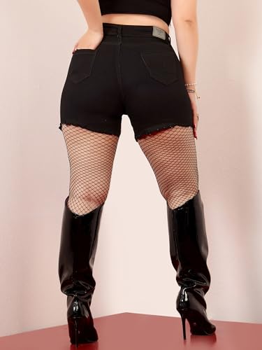 Image of Miss Chase A+ Women's Regular High Rise Mild Distress Regular Denim Skorts