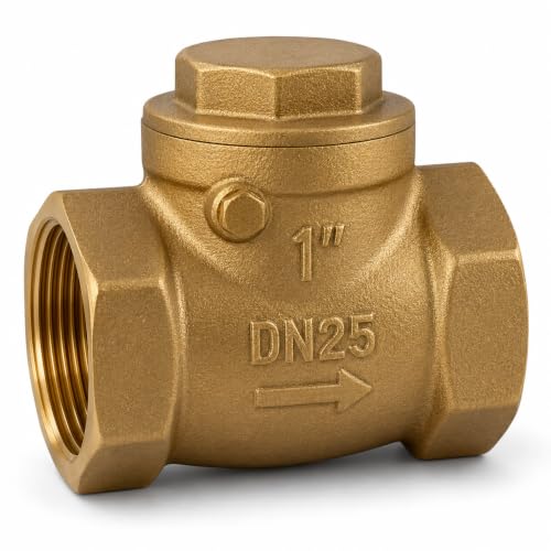 Image of 25mm (1 Inch) Brass Non Return Valve (NRV) | Horizontal Flap Type Check Valve | Heavy Duty One Way Water Flow for Water Supply