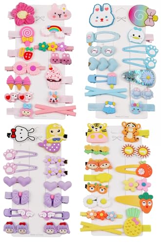 Candy-colored kid's hair accessories, flower and fruit, rainbow hairpin set, girl cartoon animal cute hairpin,Package include 56pcs Hair Clips