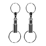 Dual Detachable Keychains Quick Release Pull-Apart Handy Outdoor Travel Key Rings Accessory Lock Holder with Two Split Rings, 2PCS