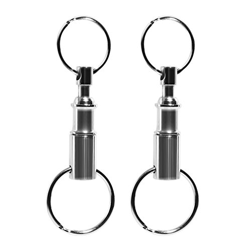 BlueStraw Dual Detachable Keychains Quick Release Pull-Apart Handy Outdoor Travel Key Rings Accessory Lock Holder with Two Split Rings, 2PCS