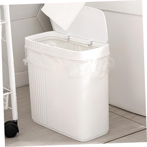 Caneca de basura rectangular blanca de 10L Healifty miniatura 5