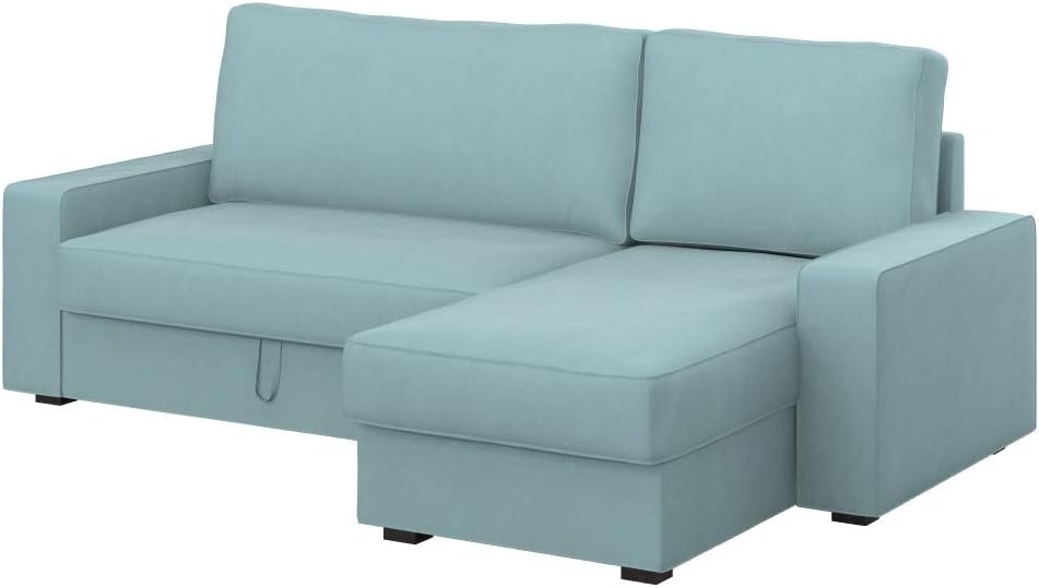 Soferia Replacement Compatible Cover for Vilasund Sofa-Bed with Chaise Longue, Fabric Majestic Velvet Light Blue