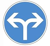 Verkehrszeichen "Vorgeschriebene Fahrtrichtung rechts oder links" - VZ 214-30 RA 2 / Flachform/Ø 600 mm